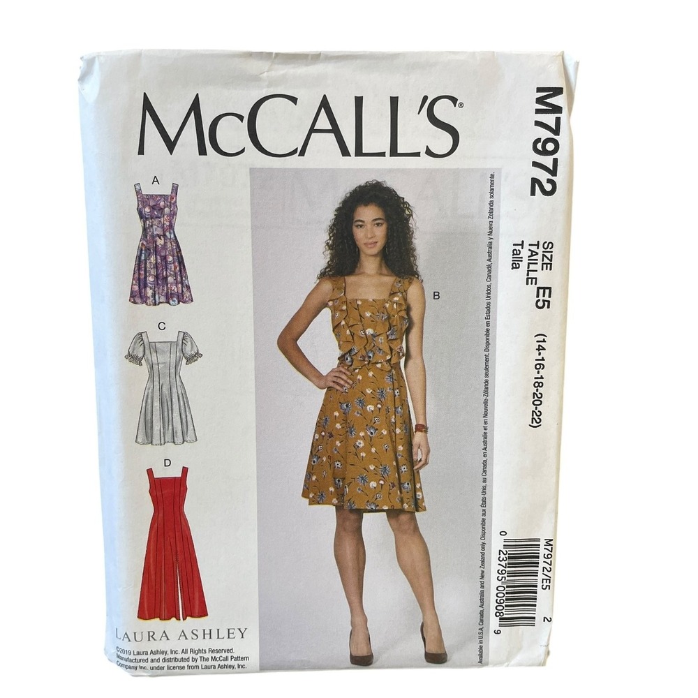 McCALL'S M7972 Misses' Dresses Size 14-22 Laura Ashley 2019 UNCUT FF